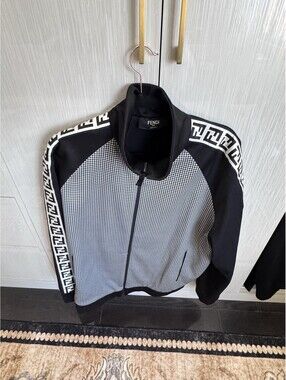 FENDI Tape L Black Houndstooth FAF662 Black Gray Rare